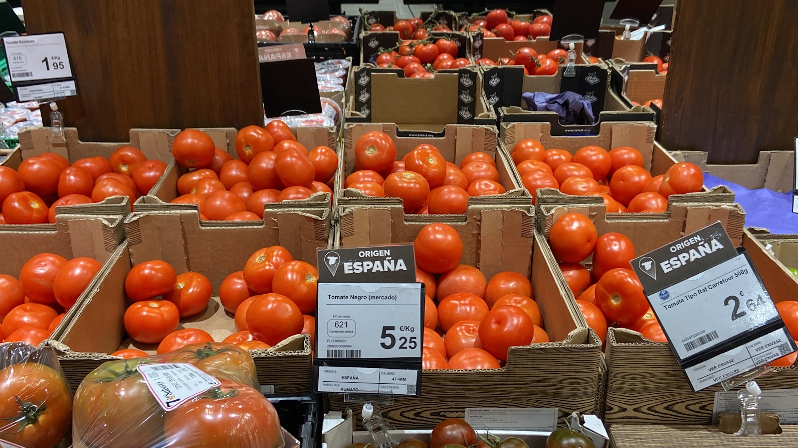 El precio de los tomates como parte de la cesta de la compra.